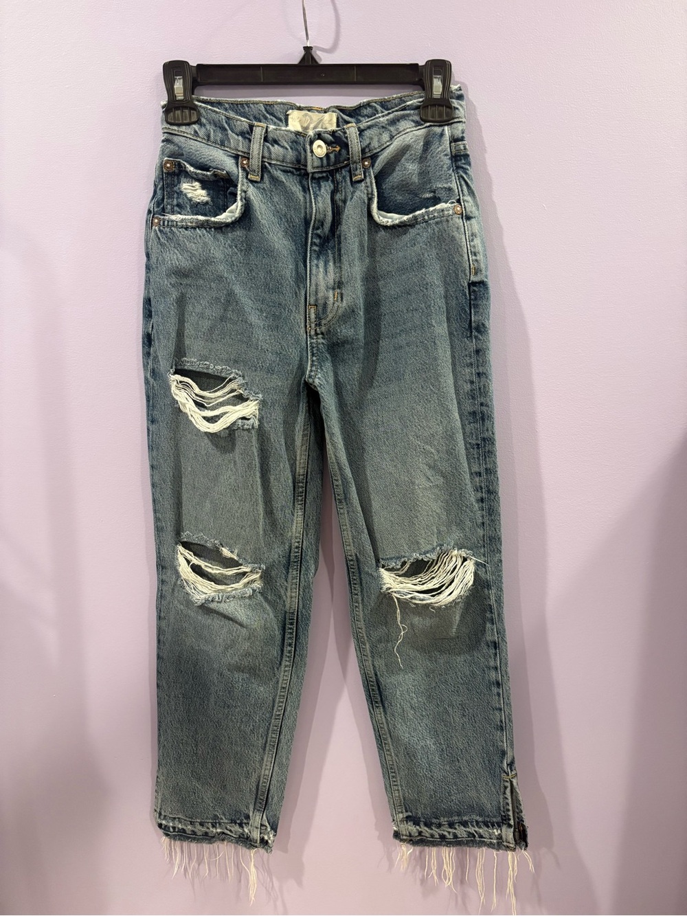 We The Free Light Blue Distressed Straight-Leg Jeans - Women's - Picture 2 of 4